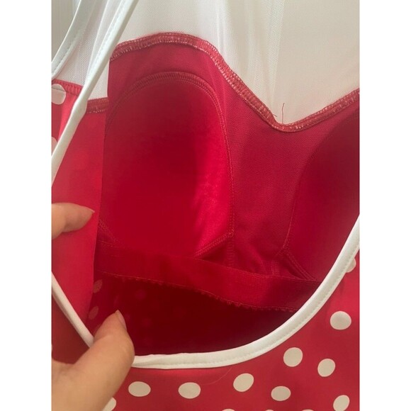 Niptuck Multifit Cup Red Polka Dot Ruched One Piece Swim Bathing Suit Pinup 10 - Picture 7 of 9